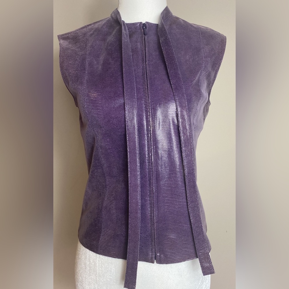 CHANEL Lilac Lizard Embossed Goat Skin Top